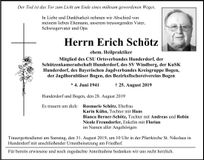 Traueranzeige Erich Schötz