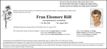 Traueranzeige Eleonore Röll