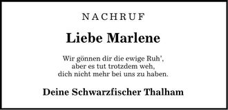 Traueranzeige Marlene Furtner