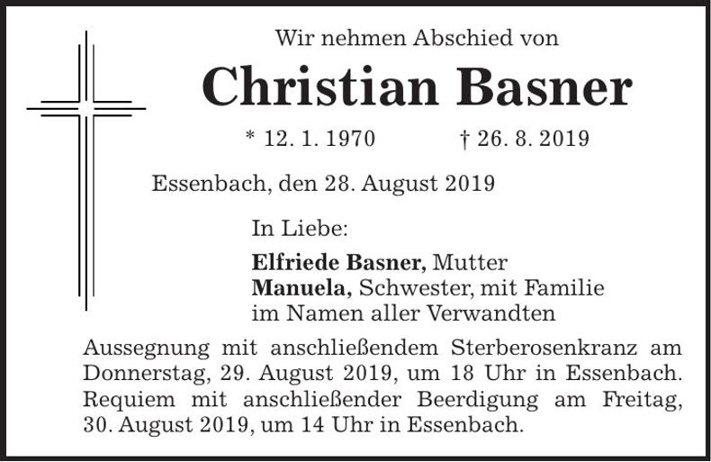 Traueranzeige Christian Basner