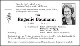 Traueranzeige Eugenie Baumann