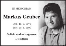 Traueranzeige Markus Gruber