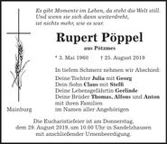 Traueranzeige Rupert Pöppel