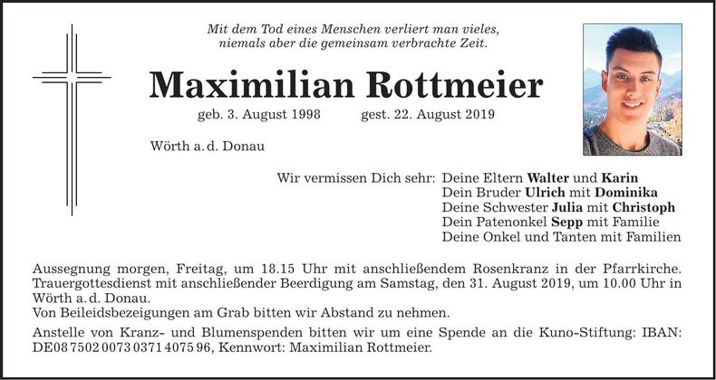 Traueranzeige Maximilian Rottmeier