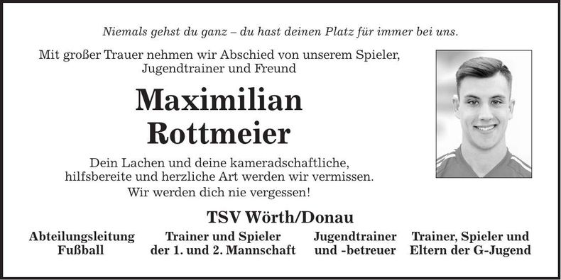 Traueranzeige Maximilian Rottmeier