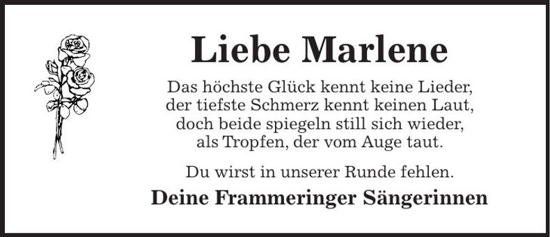 Traueranzeige Marlene Furtner