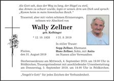 Traueranzeige Wally Zellner