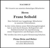 Traueranzeige Franz Seibold