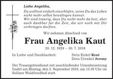 Traueranzeige Angelika Kaut