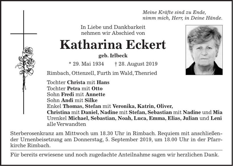 Traueranzeige Katharina Eckert