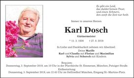 Traueranzeige Karl Dosch