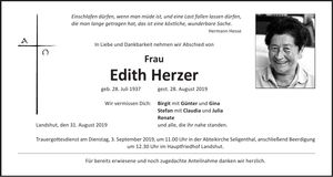 Traueranzeige Edith Herzer