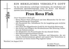 Traueranzeige Rosa Fink