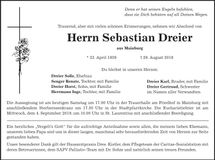 Traueranzeige Sebastian Dreier