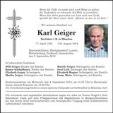Traueranzeige Karl Geiger
