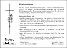 Traueranzeige Georg Holzner