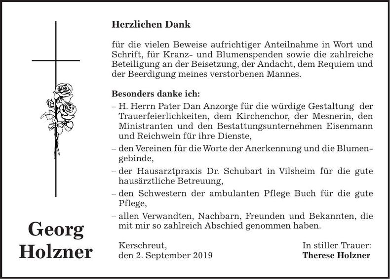Traueranzeige Georg Holzner