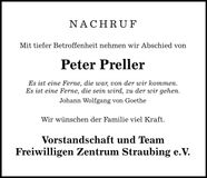 Traueranzeige Peter Preller