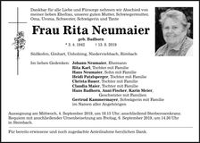 Traueranzeige Rita Neumaier