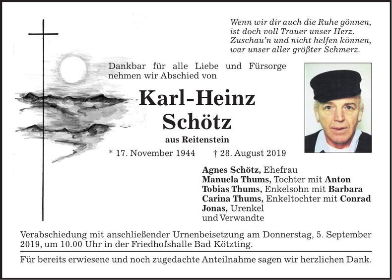 Traueranzeige Karl-Heinz Schötz