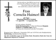 Traueranzeige Cornelia Meier