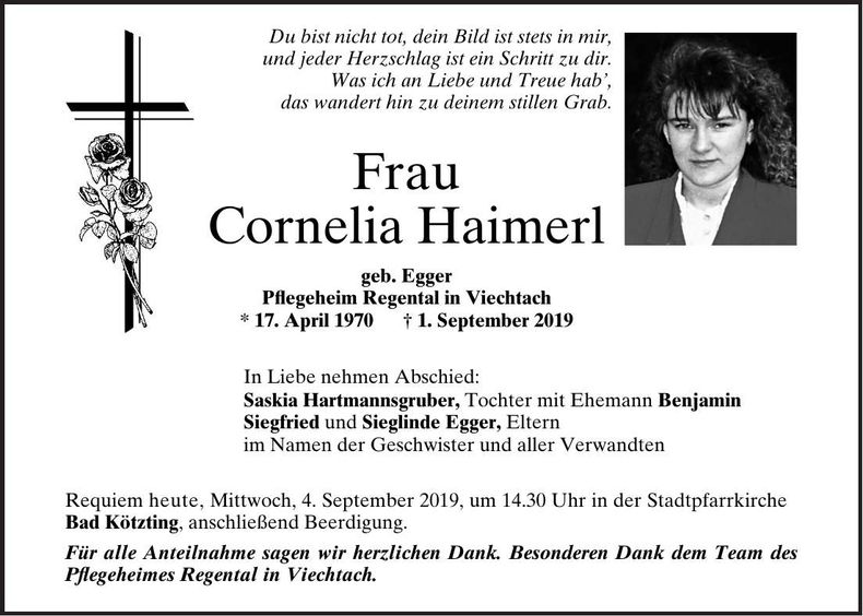 Traueranzeige Cornelia Meier