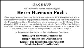 Traueranzeige Hermann Fuchs