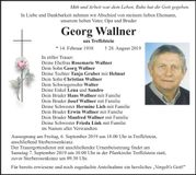 Traueranzeige Georg Wallner