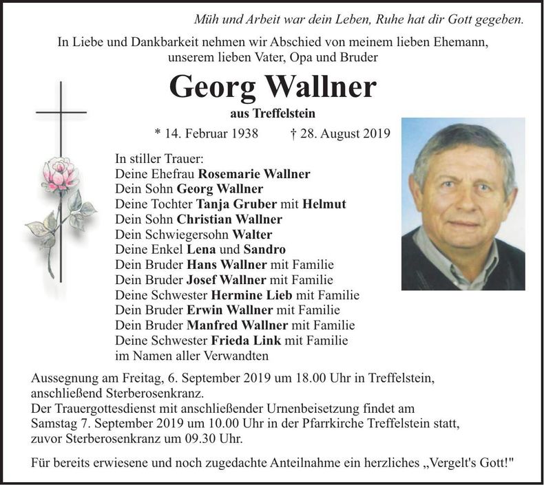 Traueranzeige Georg Wallner