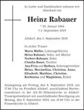 Traueranzeige Heinz Rabauer