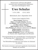Traueranzeige Uwe Schulze