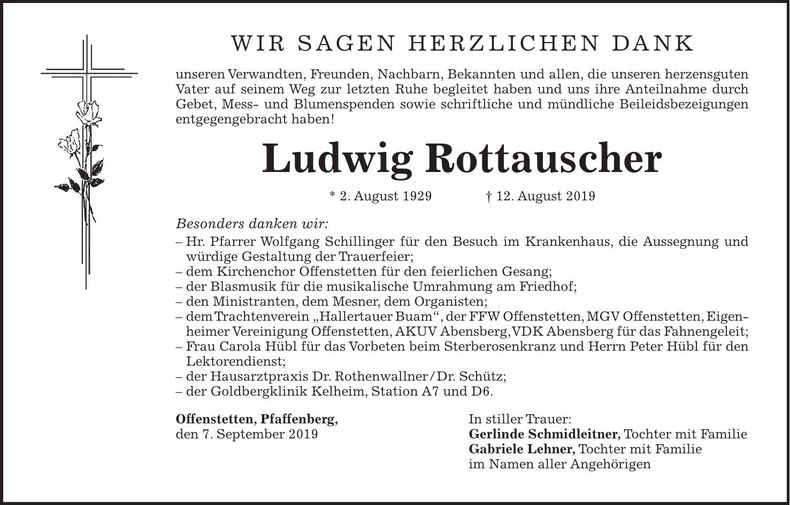 Traueranzeige Ludwig Rottauscher