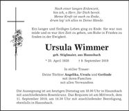 Traueranzeige Ursula Wimmer