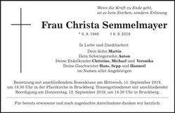 Traueranzeige Christa Semmelmayer