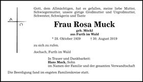Traueranzeige Rosa Muck