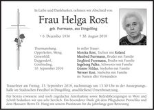 Traueranzeige Helga Rost