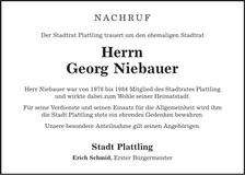 Traueranzeige Georg Niebauer