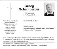 Traueranzeige Georg Schamberger