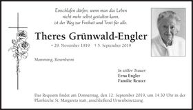 Traueranzeige Theres Grünwald-Engler