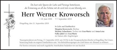 Traueranzeige Werner Kroworsch