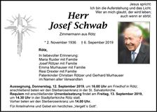Traueranzeige Josef Schwab