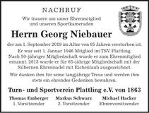 Traueranzeige Georg Niebauer