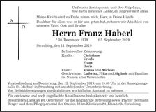 Traueranzeige Franz Haberl