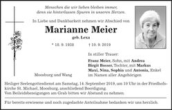 Traueranzeige Marianne Meier