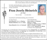 Traueranzeige Josefa Heinrich
