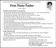 Traueranzeige Maria Paulus