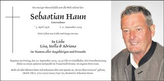 Traueranzeige Sebastian Haun