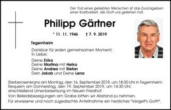 Traueranzeige Philipp Gärtner