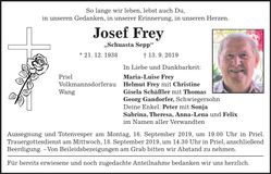 Traueranzeige Josef Frey