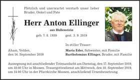 Traueranzeige Bartholomäus Ellinger